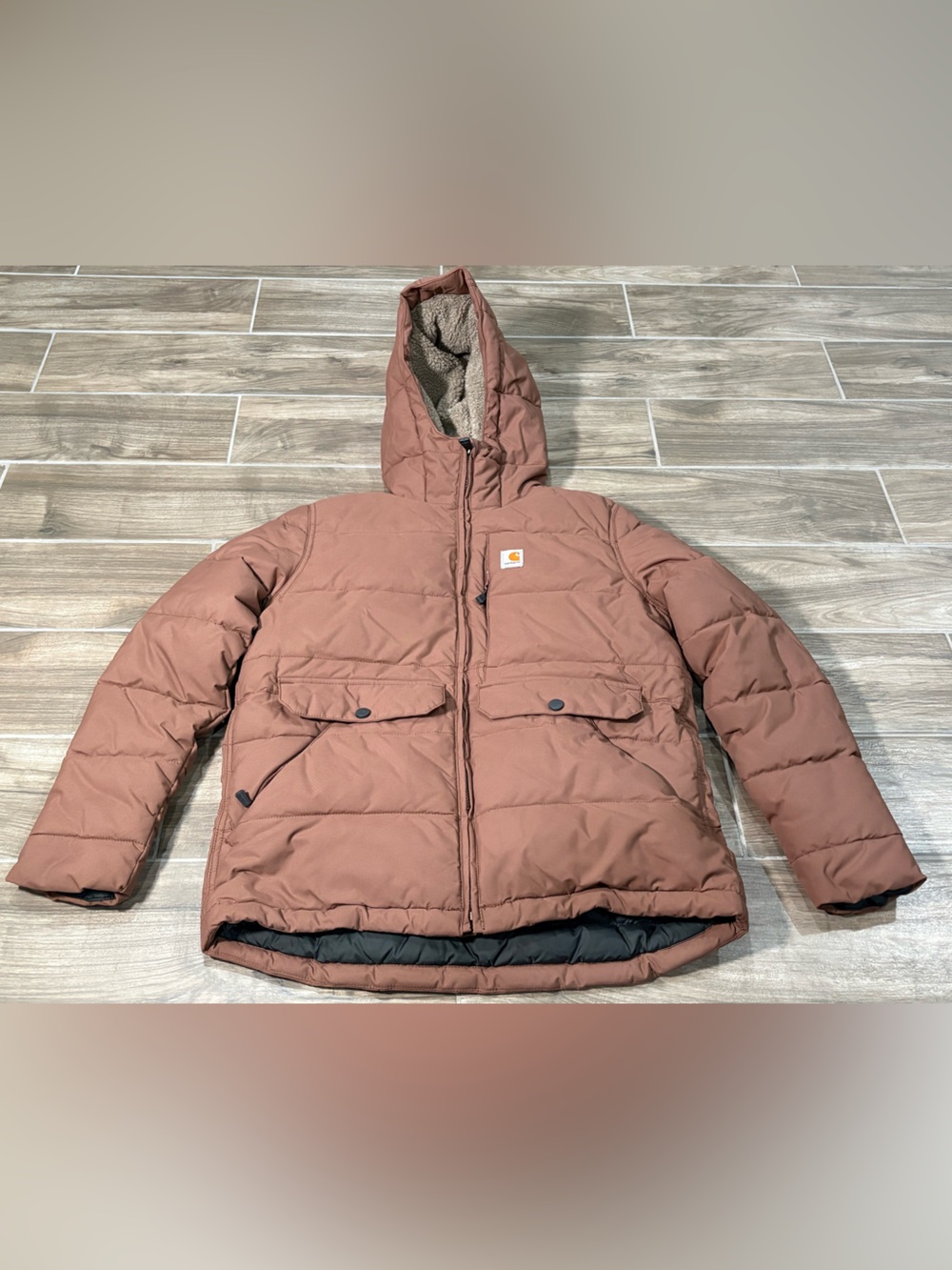 Carhartt Montana Women's Jacket Nutmeg 105457 B25 Pink Size Small Puffer Sherpa